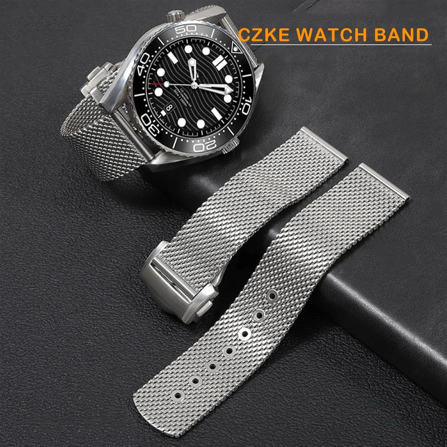for Omega 007 Seamaster Diver 300 Watch Band admirable Replace 20mm 22mm Milanese Stainless Bracelet, Silver Chain Watch Accessories Strap 