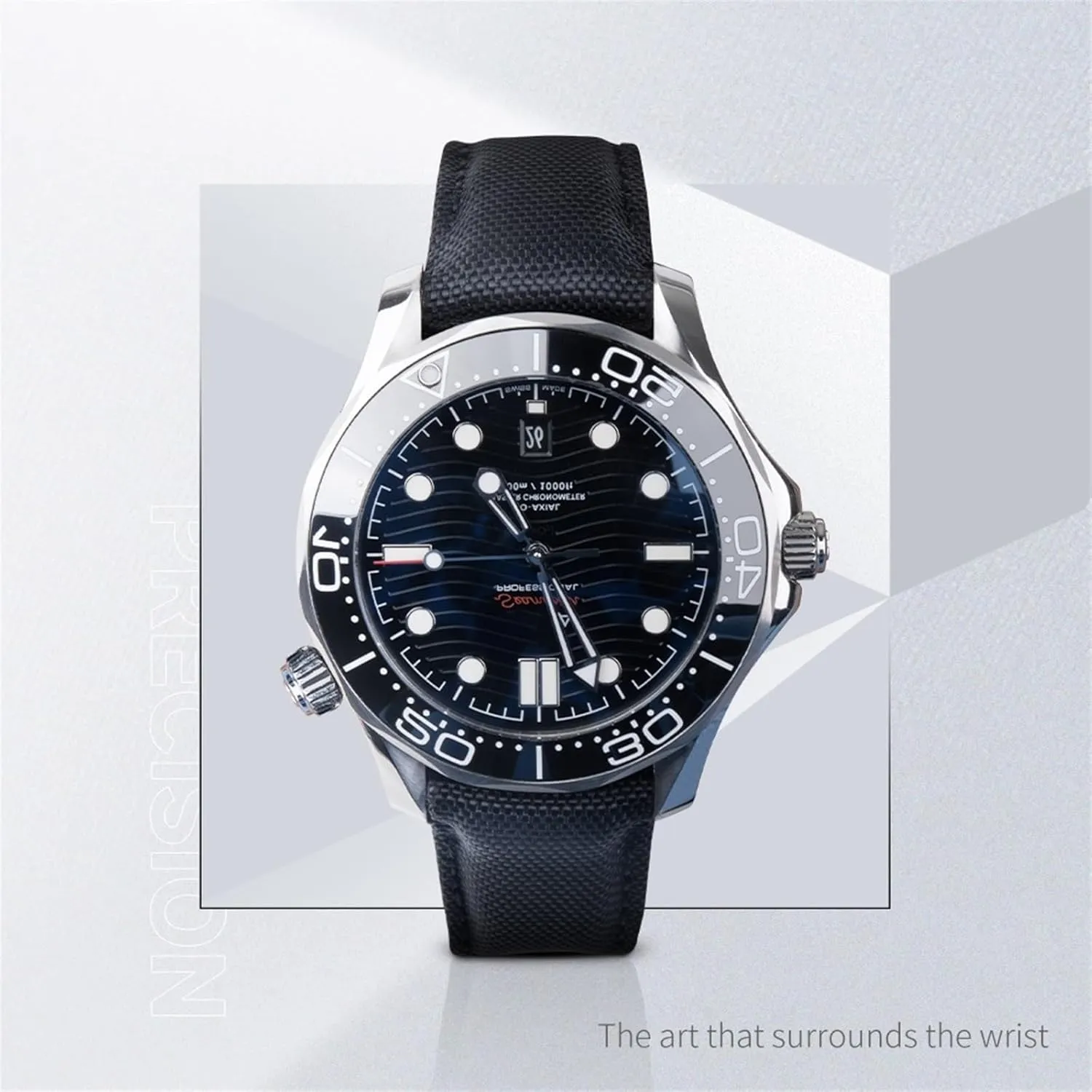 For Omega Strap For AT150 Seamaster 300 Planet Ocean De Ville Speedmaster Curved End Watch Band 20mm Black slowly face Nylon Fabric Watchband Fit 