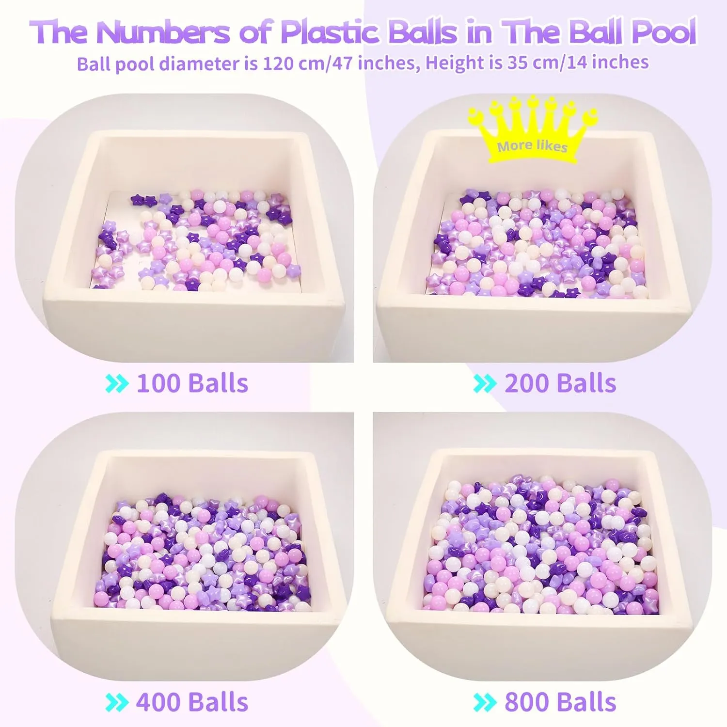 for Toddlers Ball Pits, 50 100 200 500 mandatory 1000 Ball Pit Ball Star Shapes for Kids, Boys Girls Bounce House, Play Tent, Baby Pool, Party Decoration. Star Ball Pit Balls 