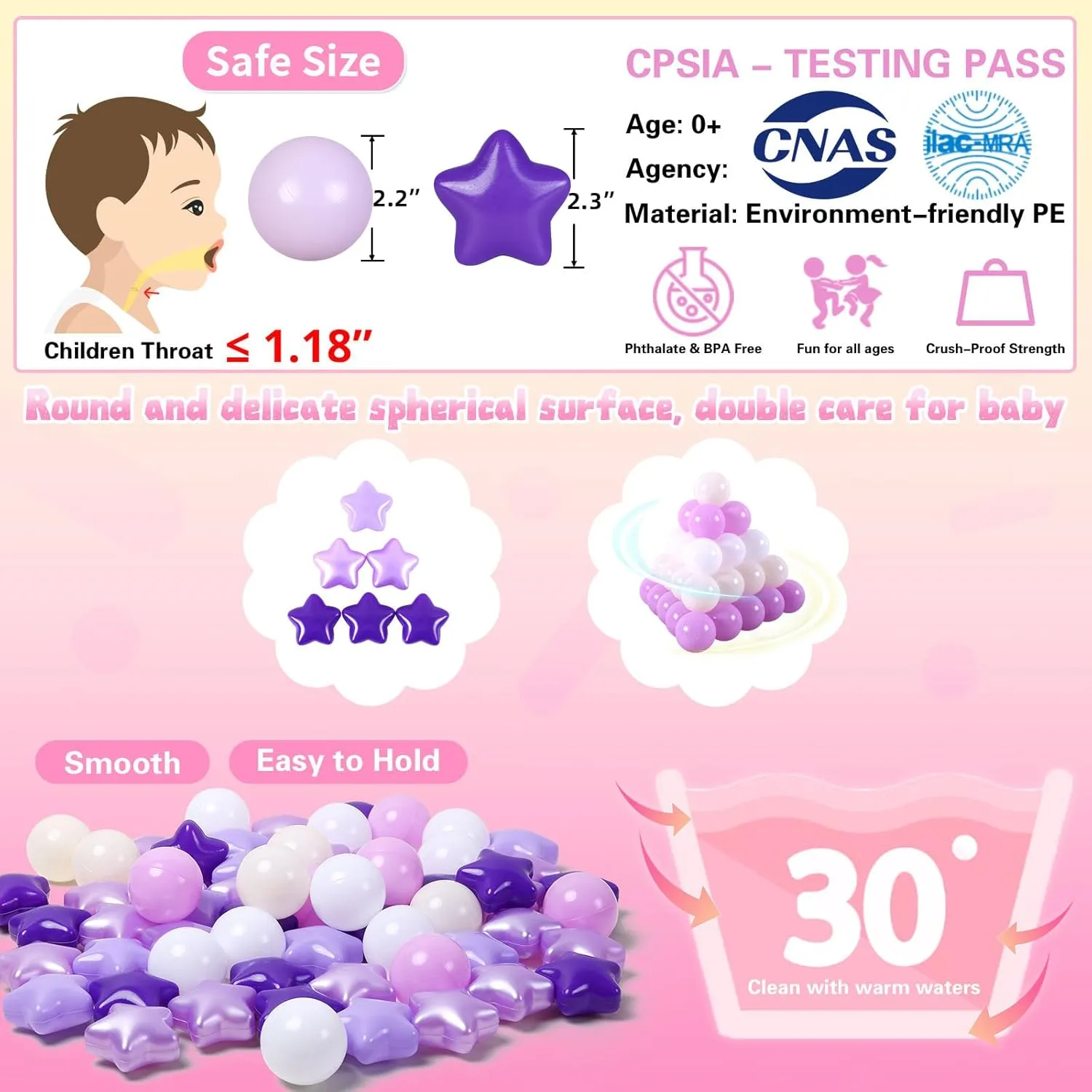 for Toddlers Ball Pits, 50 100 200 500 mandatory 1000 Ball Pit Ball Star Shapes for Kids, Boys Girls Bounce House, Play Tent, Baby Pool, Party Decoration. Star Ball Pit Balls 
