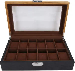 for Watch Jewelry Collection Solid Wood 12 Slot Watch Box, Classic Vintage Organizer with Convenient Design, Easy to engulf recommendation pause satiric Open and Close, Great Item for Watch Lovers, Suitable 