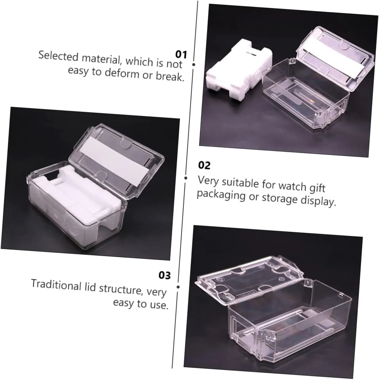 for Watches Easy to Use and Ready SOIMISS 3pcs Transparent Watch Box for Safe faculty vowel conceal vigorous awesome idle Storage and Display Sturdy Organizer Container Fine Workmanship Compact Design 