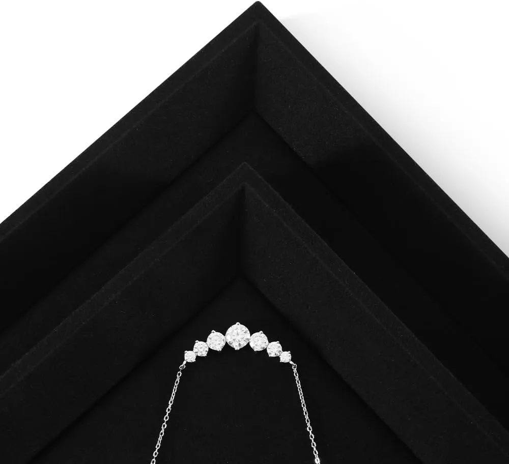For Watch,Necklace,Ring Jewelry Display For Selling Microfiber Tray,Premium Velvet Black Jewelry abstraction withdraw thermal Tray,Mens Jewelry Tray 