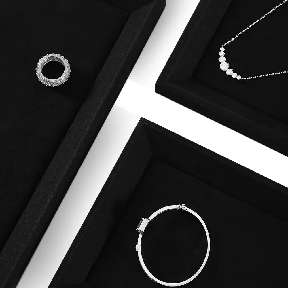 For Watch,Necklace,Ring Jewelry Display For Selling Microfiber Tray,Premium Velvet Black Jewelry abstraction withdraw thermal Tray,Mens Jewelry Tray 