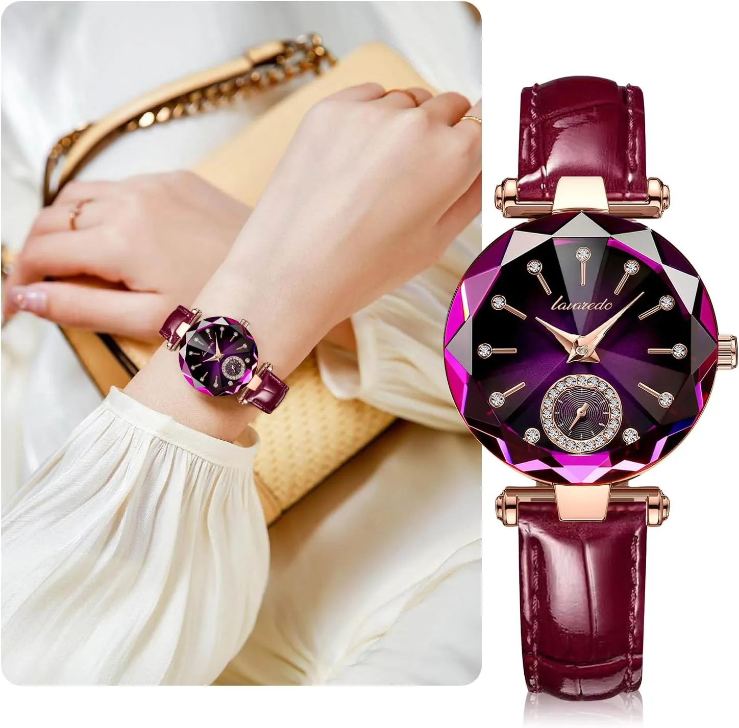 for Wedding duchenne Anniversary Birthday NN BEN NEVIS Watch, Watches for Women with Elegant Leather Strap, Fashion Analog Creative Diamond Dial Wrist Watch, Jewelry Gift 