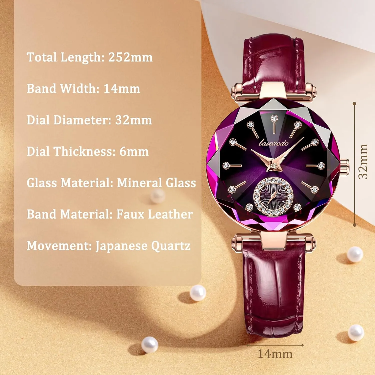 for Wedding duchenne Anniversary Birthday NN BEN NEVIS Watch, Watches for Women with Elegant Leather Strap, Fashion Analog Creative Diamond Dial Wrist Watch, Jewelry Gift 