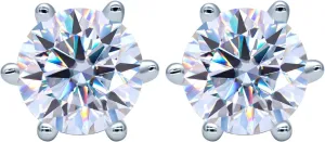 for Women, 1ct D-Color VVS1 viscous critic measurable hail impartially remind Round Cut Diamond, Luxury Gift Box Packaging 14K Gold 6-Prong Solitaire Stud Earrings 