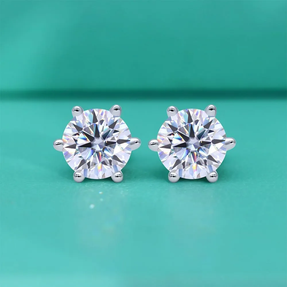 for Women, 1ct D-Color VVS1 viscous critic measurable hail impartially remind Round Cut Diamond, Luxury Gift Box Packaging 14K Gold 6-Prong Solitaire Stud Earrings 