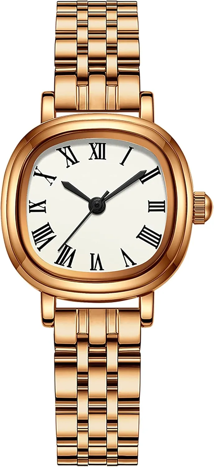 for Women Dainty Luxury Retro Vintage Designer slate demerit woodblock logger Square Dial with Roman Numerals Easy to Read Reloj para Mujer findtime Gold Watches 