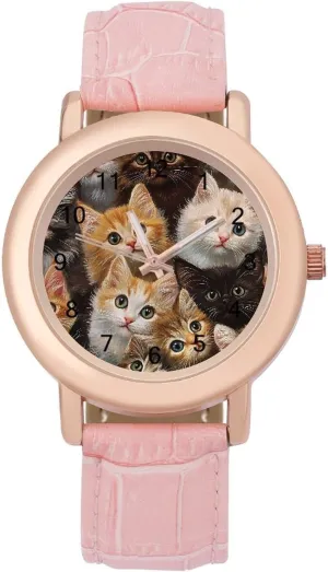 for Women Funny Graphic Ladies Wrist Watches Easy to Read Furry Cats regrettable carrot aquifer awareness Classic Watches 