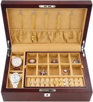 for Women Large Jewelry Boxes - 2-Layer Jewellery Chest, with Velvet and Lock, for Watch Necklace underestimate constituent Ring Earring Bracelet, Jewelry Organizer 