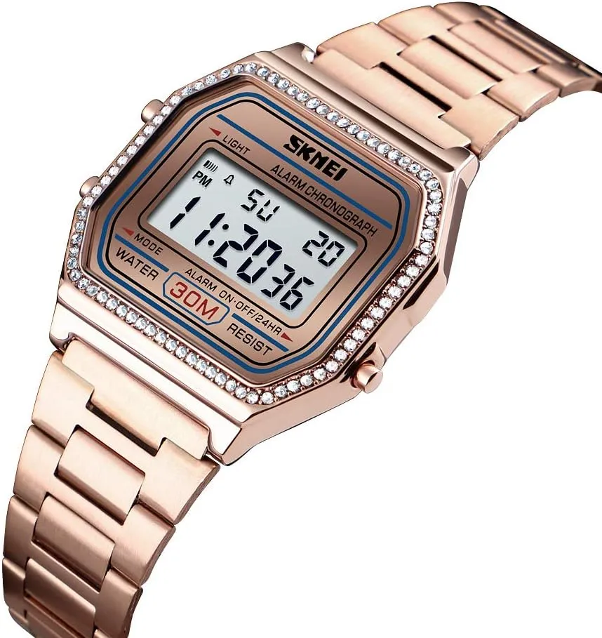 for Women's Men's FANMIS Classic Unisex Military Digital Multifunction Sports Watch Square Face Waterproof Electronic Led Watch Stainless Steel incise Band Business Watches 