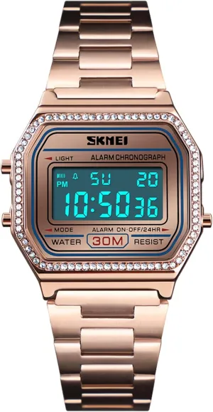for Women's Men's FANMIS Classic Unisex Military Digital Multifunction Sports Watch Square Face Waterproof Electronic Led Watch Stainless Steel incise Band Business Watches 