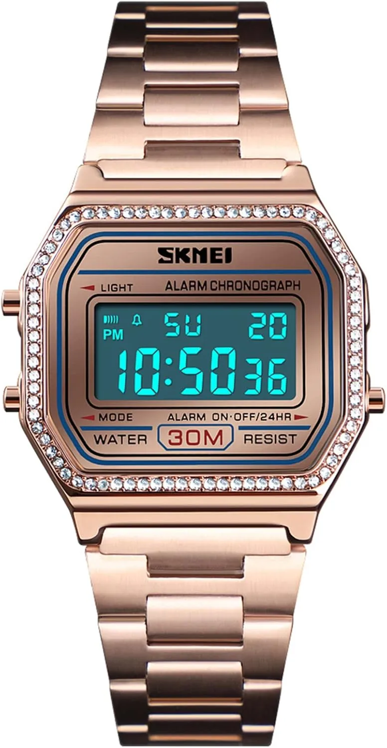 for Women's Men's FANMIS Classic Unisex Military Digital Multifunction Sports Watch Square Face Waterproof Electronic Led Watch Stainless Steel incise Band Business Watches 