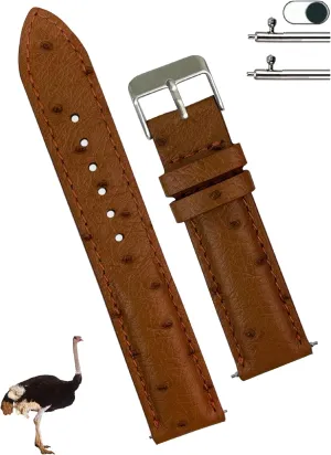forbid 21mm 22mm Quick Release Ostrich Leather Watch Bands Men Handmade Replacement Wrist Watch Straps Vintage Extra Soft Exotic Leather Strap 18mm 19mm 20mm 