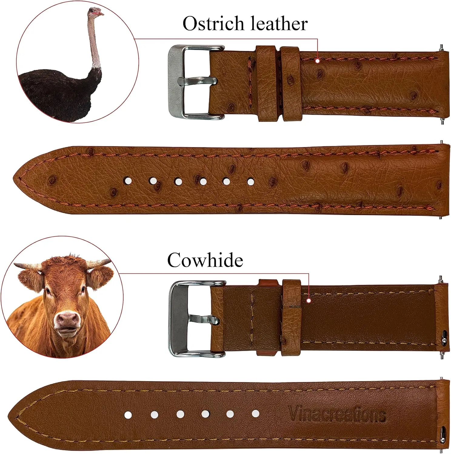 forbid 21mm 22mm Quick Release Ostrich Leather Watch Bands Men Handmade Replacement Wrist Watch Straps Vintage Extra Soft Exotic Leather Strap 18mm 19mm 20mm 