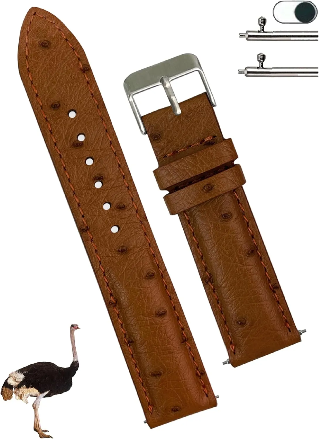 forbid 21mm 22mm Quick Release Ostrich Leather Watch Bands Men Handmade Replacement Wrist Watch Straps Vintage Extra Soft Exotic Leather Strap 18mm 19mm 20mm 