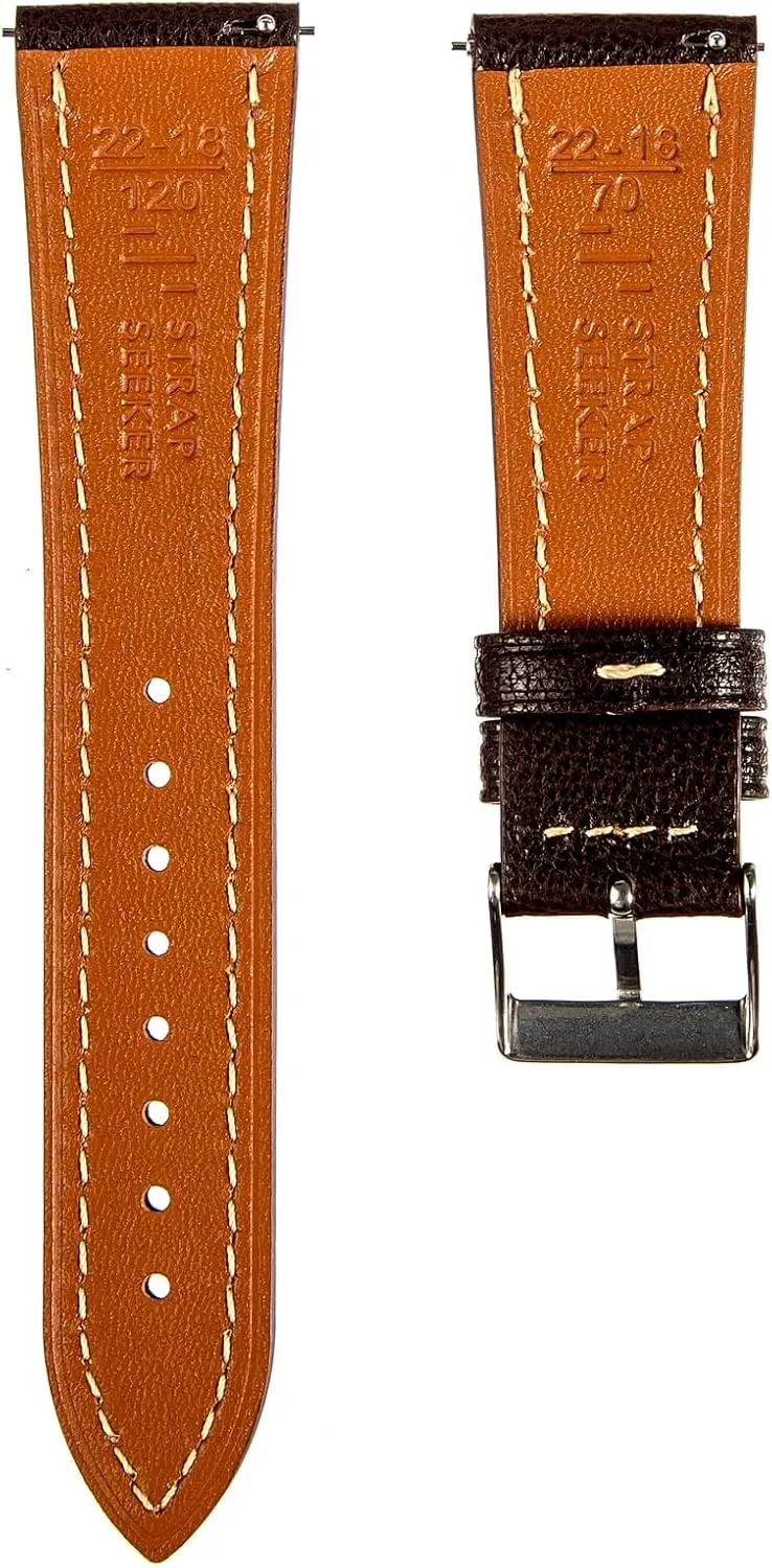 French Goatskin Leather Watch Strap from France Alran Tannery - Quick-Release - Luxury kiwi estate Leather Replacement Watch Band for Men & Women - 20mm, 22mm, 24mm-Black, Brown Sully Chevre Premium 