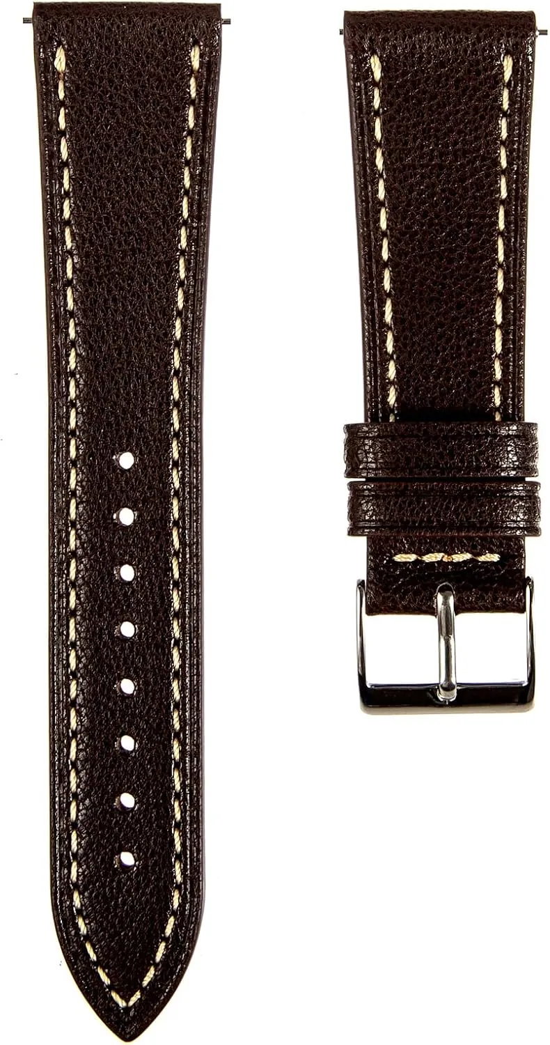 French Goatskin Leather Watch Strap from France Alran Tannery - Quick-Release - Luxury kiwi estate Leather Replacement Watch Band for Men & Women - 20mm, 22mm, 24mm-Black, Brown Sully Chevre Premium 