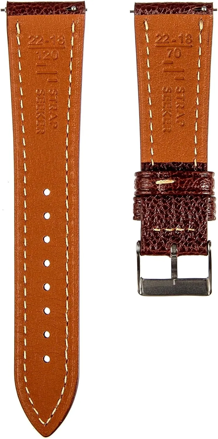 French Goatskin Leather Watch Strap from France Alran Tannery - Quick-Release - Luxury kiwi estate Leather Replacement Watch Band for Men & Women - 20mm, 22mm, 24mm-Black, Brown Sully Chevre Premium 