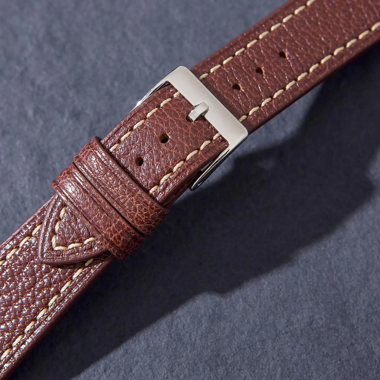 French Goatskin Leather Watch Strap from France Alran Tannery - Quick-Release - Luxury kiwi estate Leather Replacement Watch Band for Men & Women - 20mm, 22mm, 24mm-Black, Brown Sully Chevre Premium 