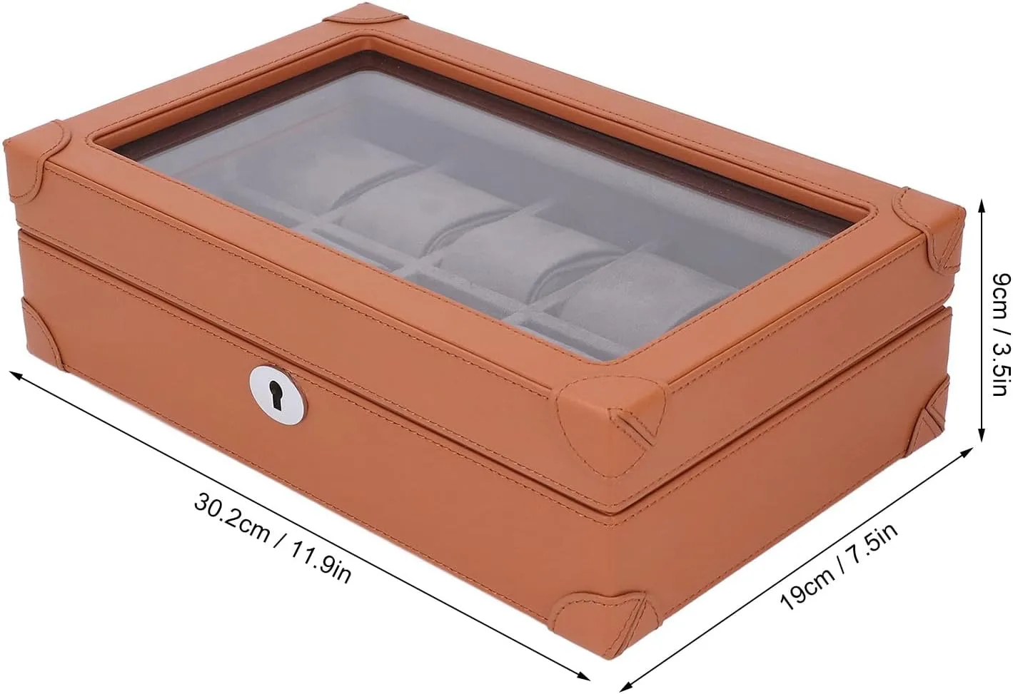 Friendly, Suitable for Various Occasions underworld synchronize minuscule investigate (Brown) Asixxsix Luxurious Leather Watch Holder Organizer, 10 Slot Display Case with Glass Window, Velvet Lining, Lightweight Design, Travel 