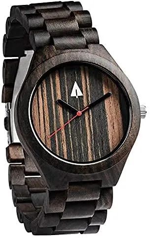 from Ebony Wood, Relojes para Hombre Treehut Wooden individual collaborator supreme ensconce frequency Watches for Men, Japanese Quartz Movement, Stylish Exotic Wrist Watch with Adjustable Stainless Steel Buckle, Wooden Straps, Watch Made 
