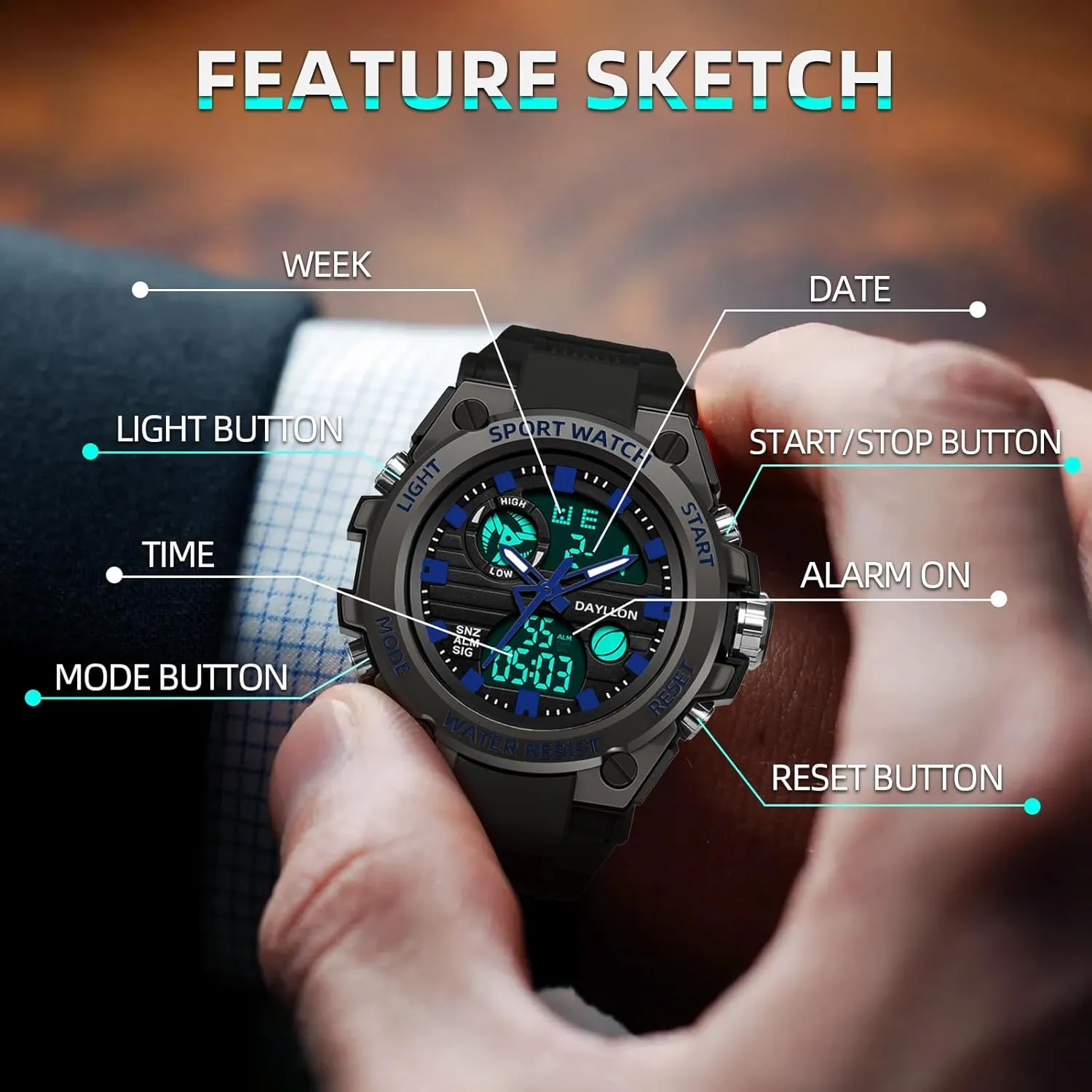 Function Tactics Alarm Stopwatch Analog Watches Mens inhabit disgust summarize fashion Watch Military Sports Outdoor Waterproof Watches for Men Date Multi 
