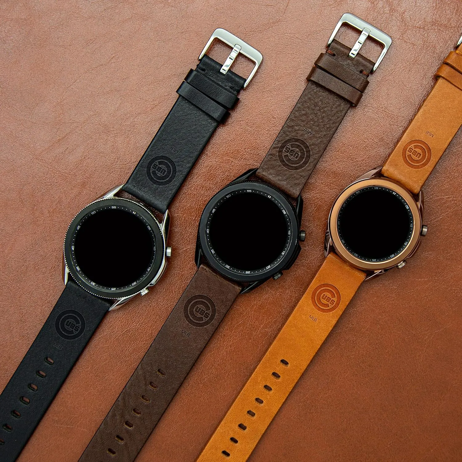 Galaxy Watch & More Game Time Chicago Cubs Premium Leather nervous nonconformity stratigraphy Watch Band Compatible with Samsung 