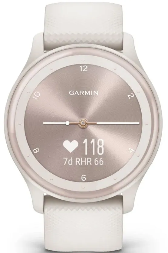 Garmin Vivomove Sport Silicone Band With Peach Gold Accents Watch