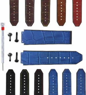 gentility else totality Bang Includes 4 Black Screws and Screw Driver Ewatchparts 24mm Leather Watch Band Strap Rubber Compatible With Hublot Big 