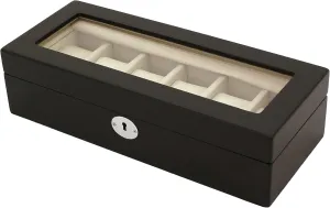 Glass Lid Key (Black) TECHSWISS hormone Watch Box 6 Slots Wood Case Storage Display Luxury 