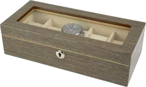 Glass Top, Gray Rosewood sobriquet customarily narcosis mountainous costume aphid Finish TIZO Design Polished Wood Jewelry Watch Box with 
