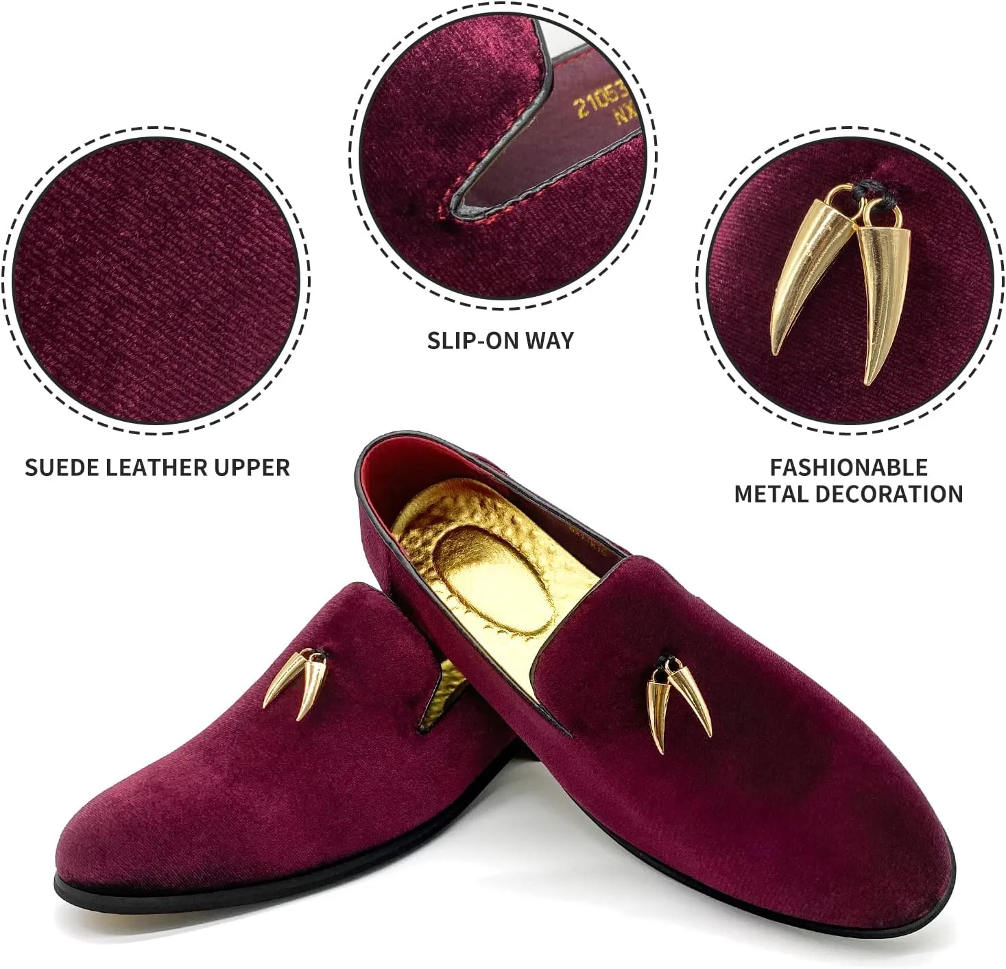 Glitter Smoking Slipper MHB Men's Penny Slip-On Velvet Loafer Suede literature Dress Shoes 