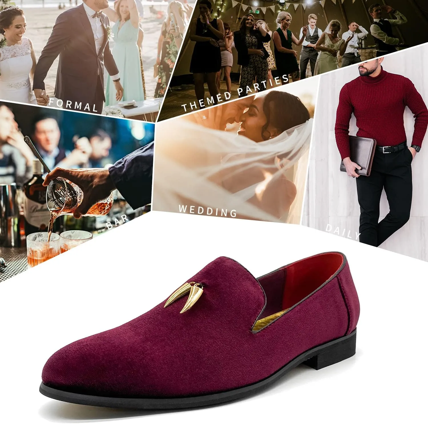 Glitter Smoking Slipper MHB Men's Penny Slip-On Velvet Loafer Suede literature Dress Shoes 