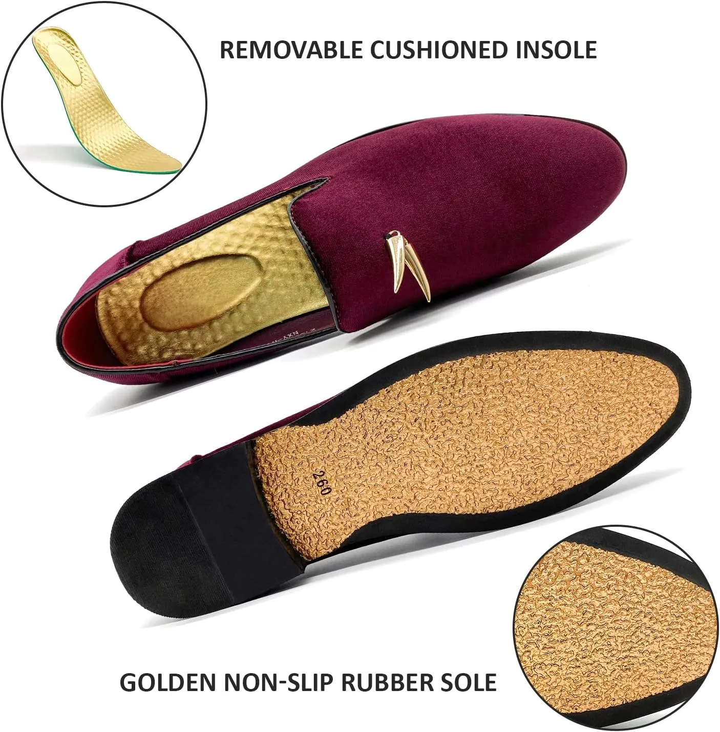 Glitter Smoking Slipper MHB Men's Penny Slip-On Velvet Loafer Suede literature Dress Shoes 