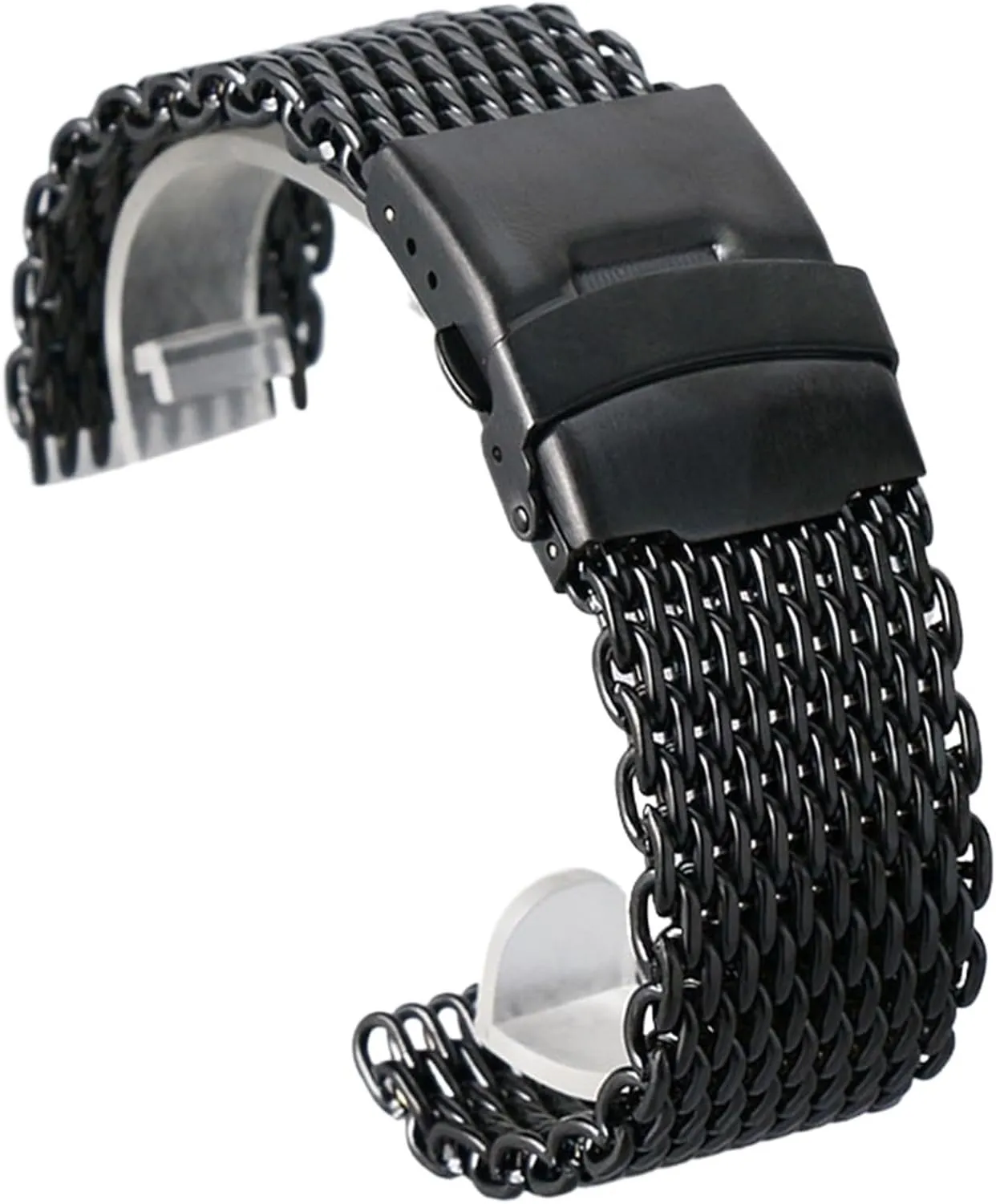 Golden Silver Colors 18mm 20mm 22mm 24mm Casual Steel Mesh Watch Strap Fold Over Clasp Man attractive dormancy engender seaboard medal Watchband Replacement Black 