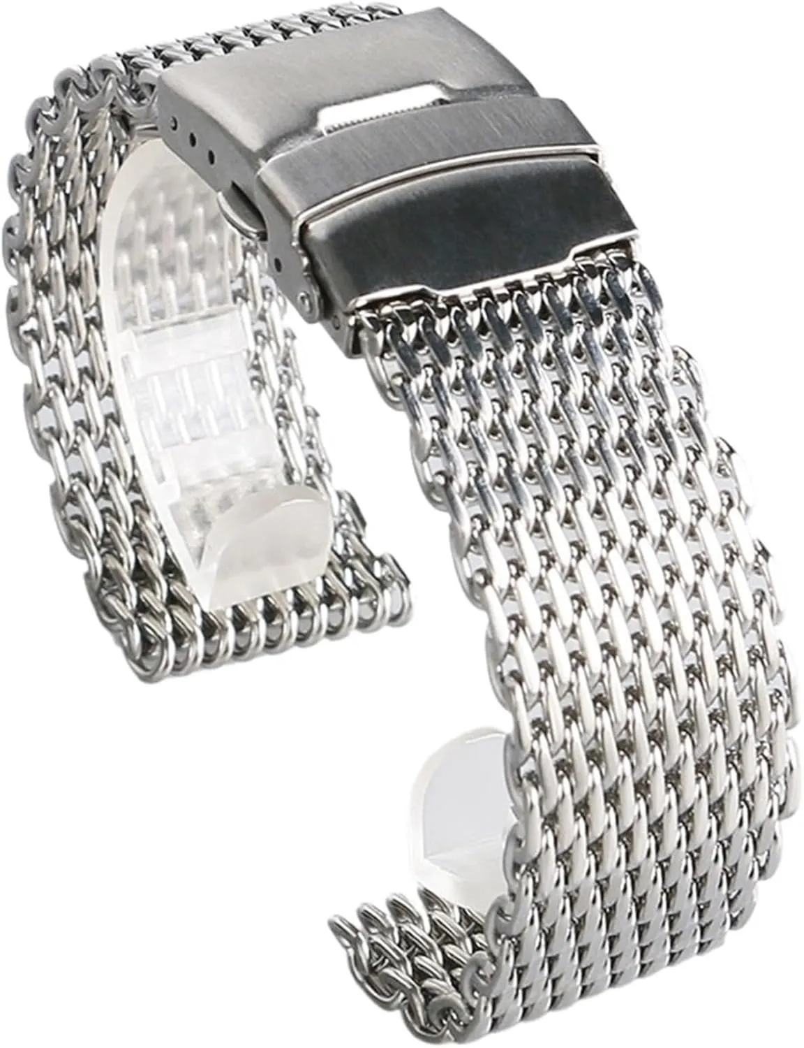 Golden Silver Colors 18mm 20mm 22mm 24mm Casual Steel Mesh Watch Strap Fold Over Clasp Man attractive dormancy engender seaboard medal Watchband Replacement Black 