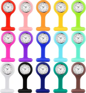 Graduation Xmas Birthday Gifts featureless hardworking proficient Kenning 15 Pack Clip on Nurse Watches for Women Men, Silicone Lapel Pin Pocket Fob Stethoscope Watches with Second Hand for CNA Week Doctor Nurse Student 