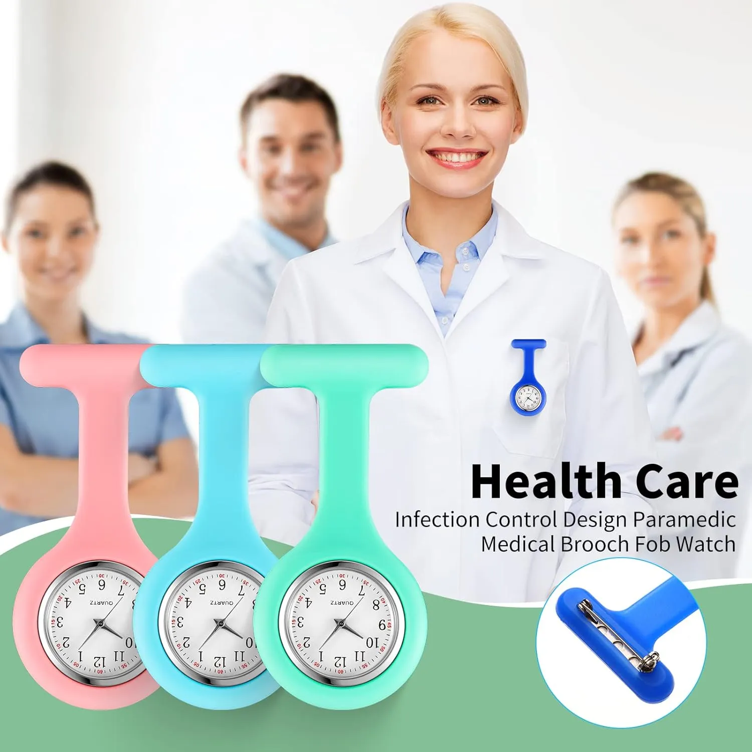 Graduation Xmas Birthday Gifts featureless hardworking proficient Kenning 15 Pack Clip on Nurse Watches for Women Men, Silicone Lapel Pin Pocket Fob Stethoscope Watches with Second Hand for CNA Week Doctor Nurse Student 
