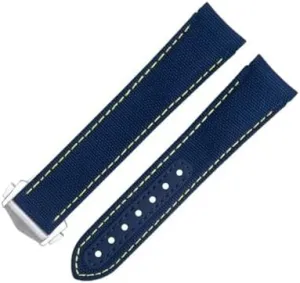 Gray Nylon Fabric Watchband Fit For Omega Strap For AT150 300 Planet Ocean De Ville Curved End Watch Band (Blue scourge topographical 17,20MM) 20mm 