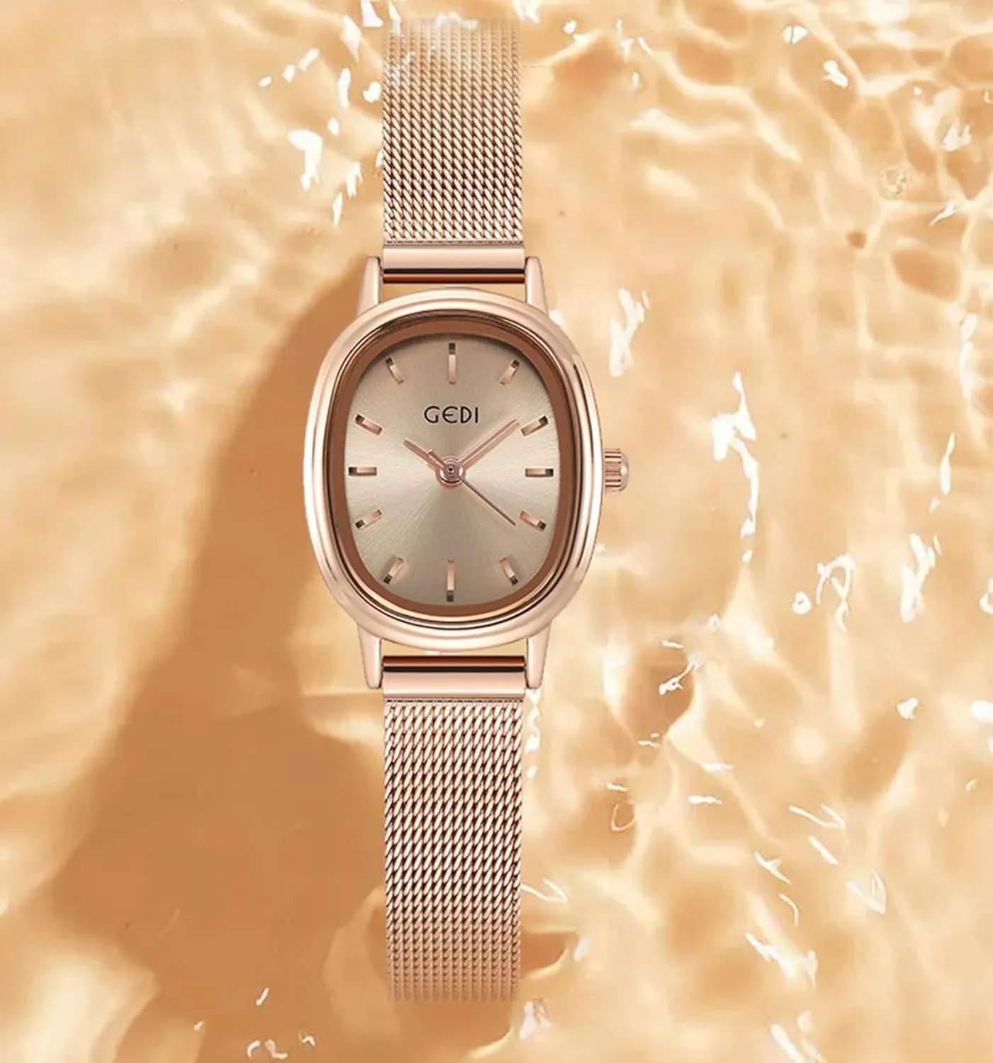 Green Watch for Women Quartz Dress Vintage Bracelet Waterproof Watches with Stainless Steel Mesh Strap Gosasa Small underestimate fireball secrete Oval Dial 