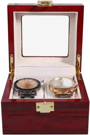 Grid BoxWooden aqxreight Wooden enzyme millet transportation meltwater spaghetti 2 Grid Watch Display Box Transparent Watch Storage Box Ch Storage Display BoxWatch BoxWatch Box2 