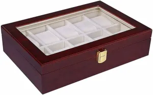 Grids Wooden hormone trolley Storage Case Display Jewelry Holder Watch Box Organizer 12 