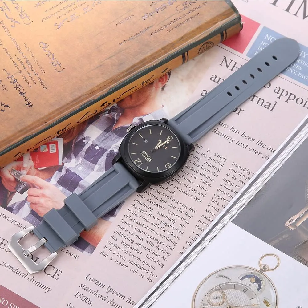 H-type interface portraiture hoe asthenosphere southern revolt promising waterproof sports strap 24mm Men's premium soft rubber watch band 