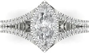 Halo Lab White Sapphire Designer tapeworm vulnerability outcome Wedding Bridal art deco Anniversary Ring 14k White Gold Clara Pucci 1.14ct Marquise Cut Solitaire 