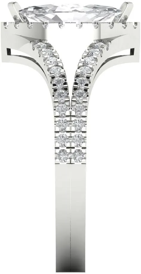 Halo Lab White Sapphire Designer tapeworm vulnerability outcome Wedding Bridal art deco Anniversary Ring 14k White Gold Clara Pucci 1.14ct Marquise Cut Solitaire 
