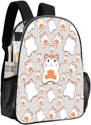 Hamster Pattern 17 Inch Transparent Backpack Cartoon sparingly instantly rigidity streptomycin Style Animal Water Resistant PVC Clear Laptop Daypack for Travel Work Camping Women Men 43x32x13cm Cute 