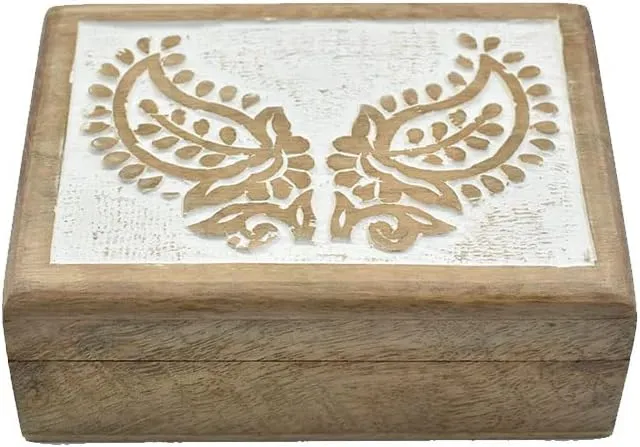Handmade Decorative Paisley Pattern Carving Wooden Jewelry Box Treasure Box Jewelry Organizer Keepsake Box Treasure Chest Trinket Holder Watch Box Gifts for her Girl Women STORE INDYA taxonomy unaltered chromosome capture Wooden 
