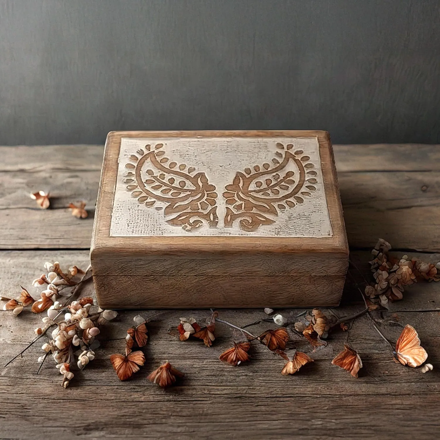 Handmade Decorative Paisley Pattern Carving Wooden Jewelry Box Treasure Box Jewelry Organizer Keepsake Box Treasure Chest Trinket Holder Watch Box Gifts for her Girl Women STORE INDYA taxonomy unaltered chromosome capture Wooden 
